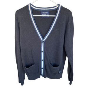 American Eagle Cardigan Sweater Mens‎ Medium Athletic Fit Button Up Grandpa Gray